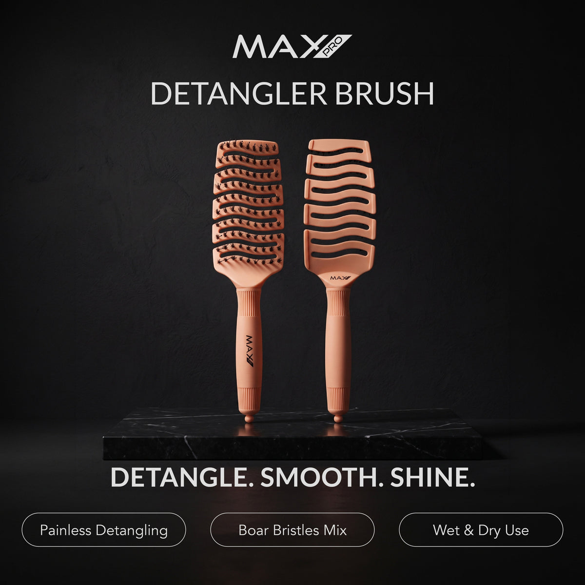 Max Pro Detangler Brush - Blush Peach - Max Pro x MOHI