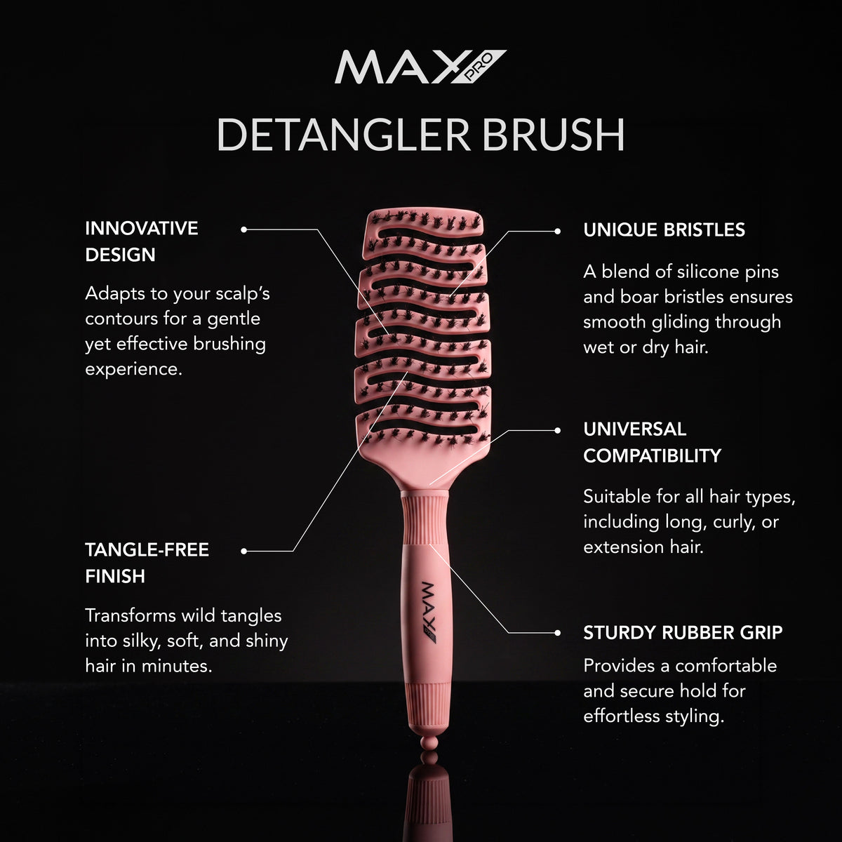 Max Pro Detangler Brush - Pastel Rose - Max Pro x MOHI