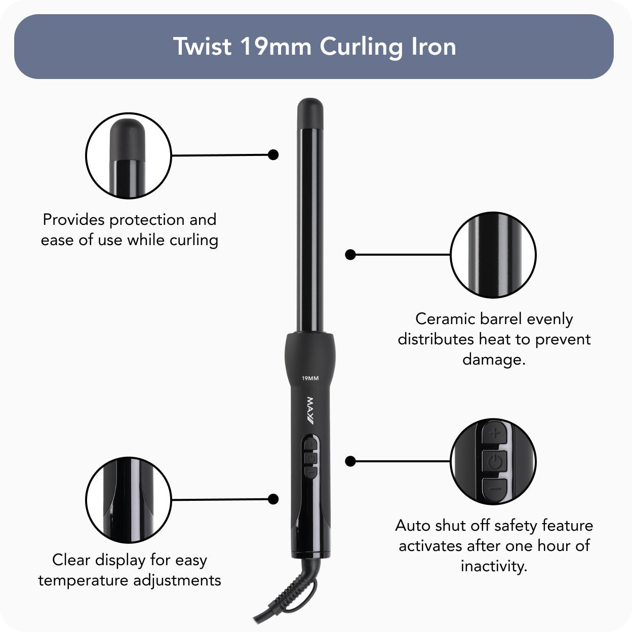 Max Pro Twist 19mm Curling Iron - Max Pro x MOHI
