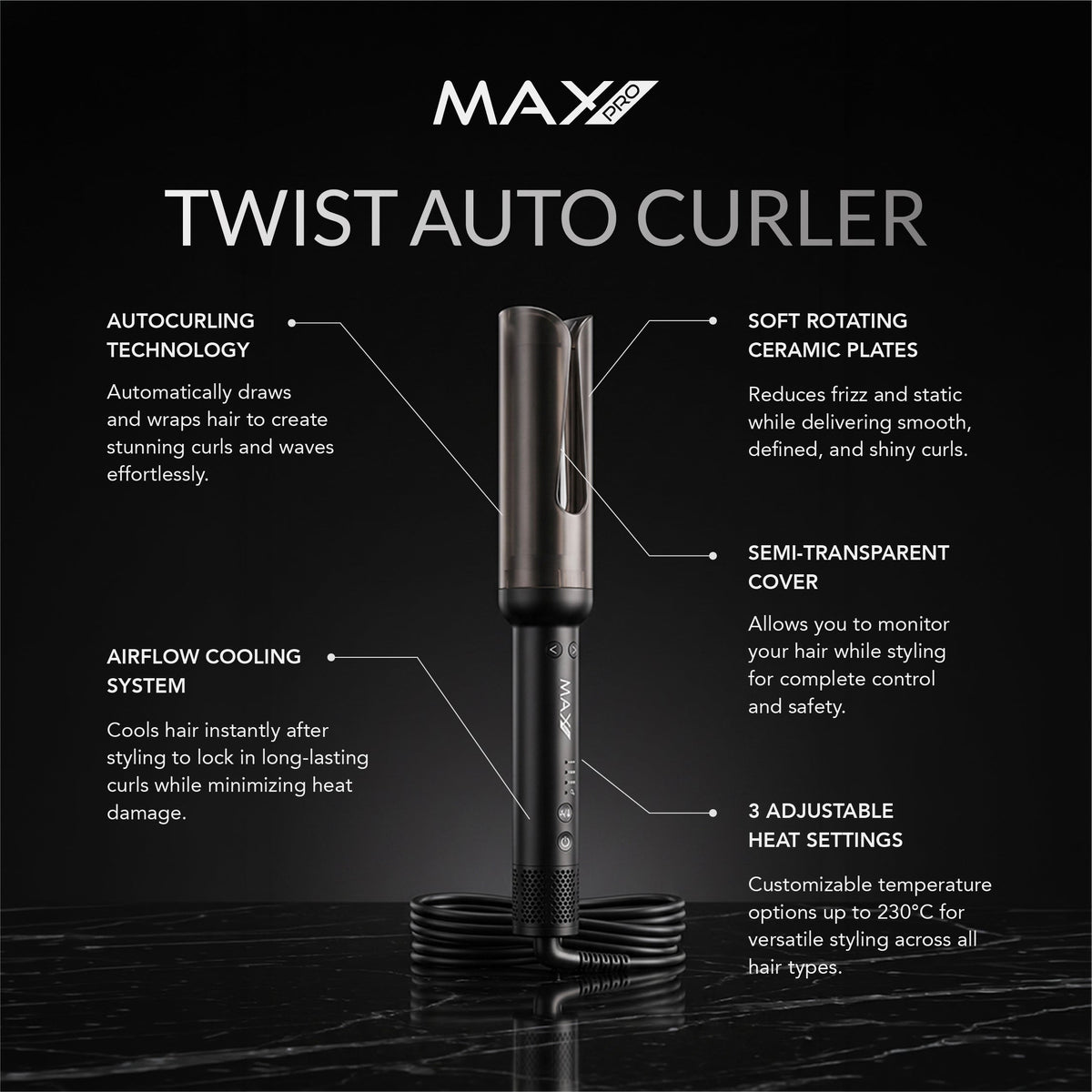Max Pro Twist Autocurler 34mm - Max Pro x MOHI