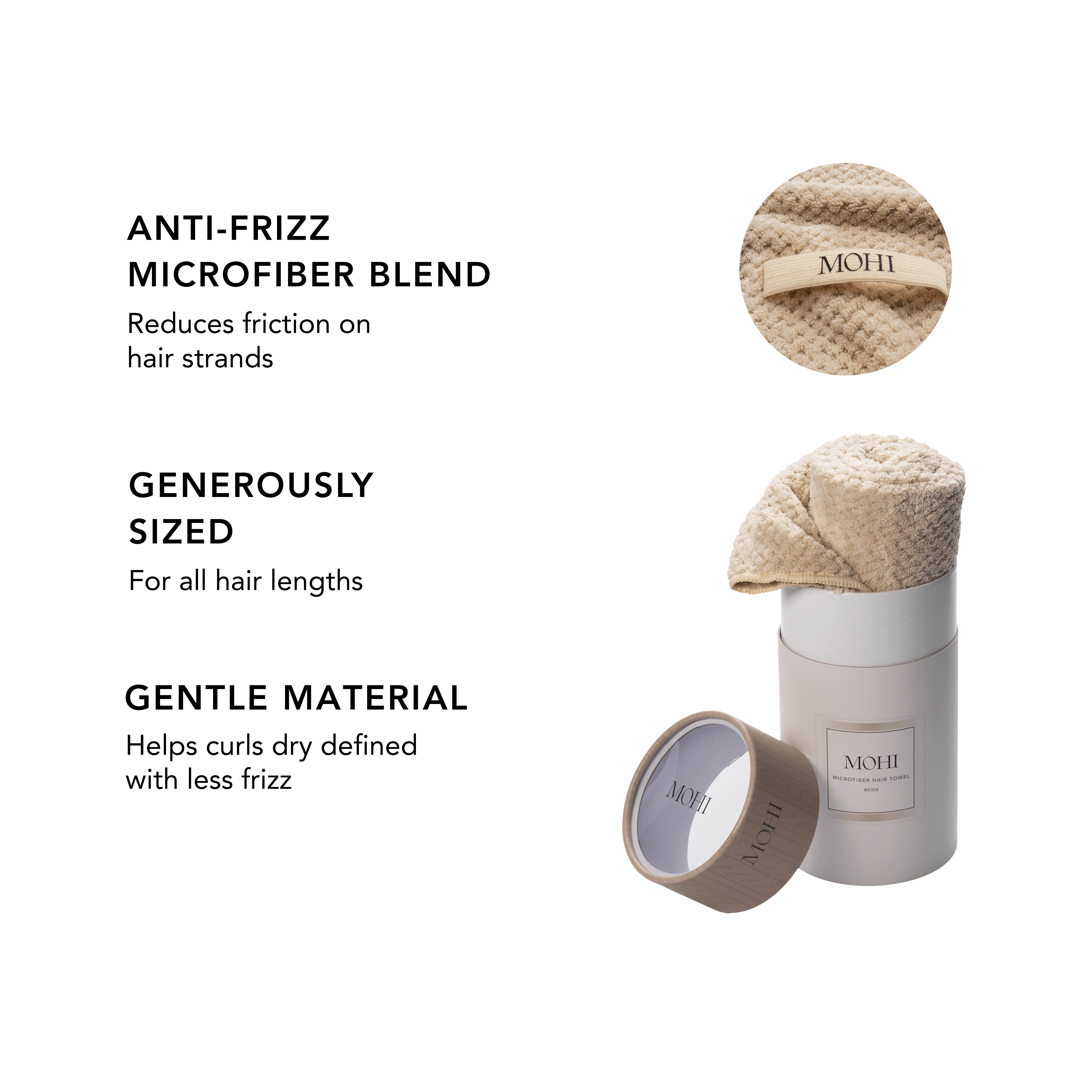 MOHI Microfiber Hair Towel Beige - Max Pro x MOHI