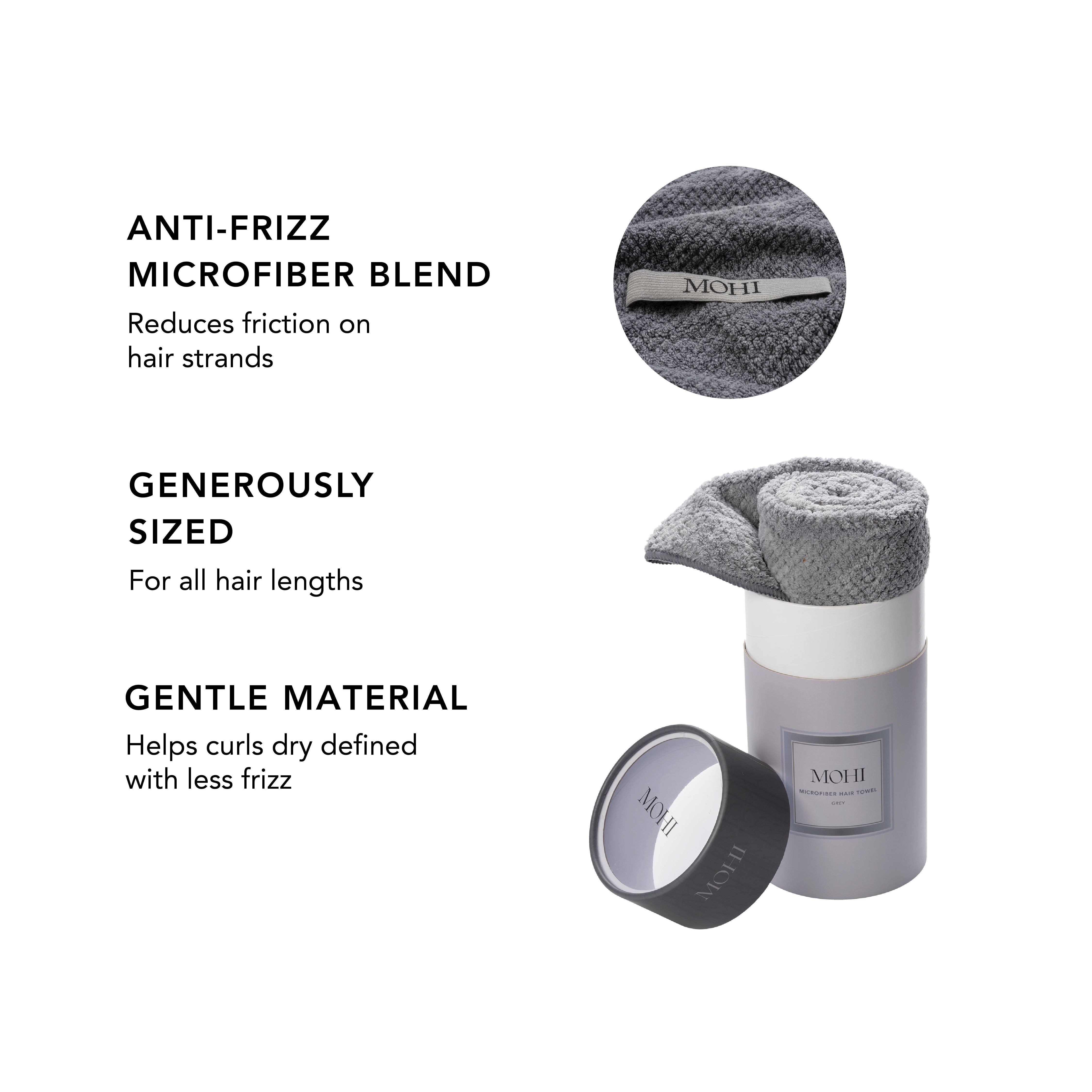 MOHI Microfiber Hair Towel Grey - Max Pro x MOHI