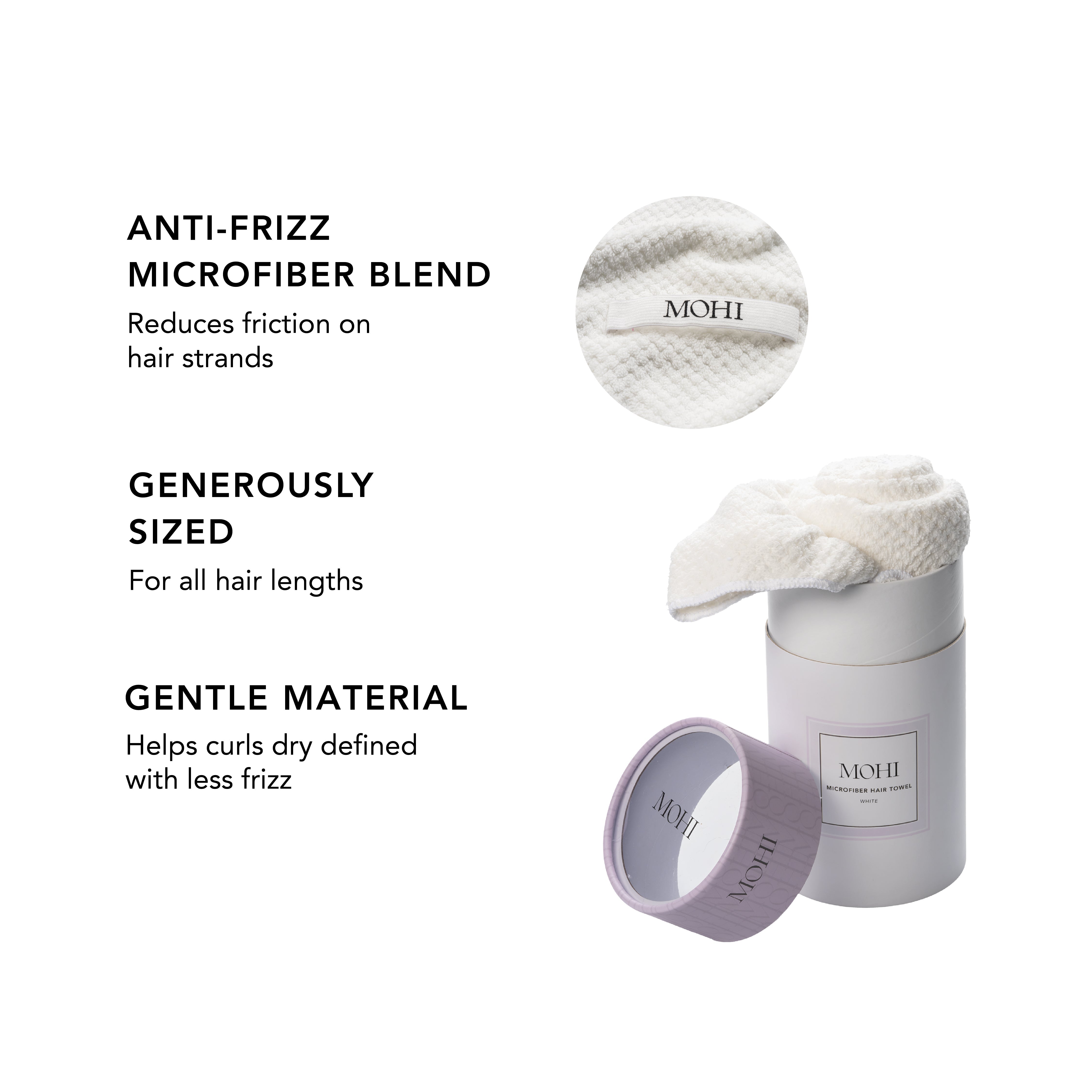 MOHI Microfiber Hair Towel White - Max Pro x MOHI