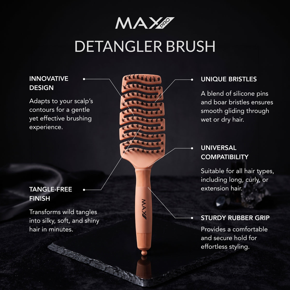 Max Pro Detangler Brush - Blush Peach - Max Pro x MOHI