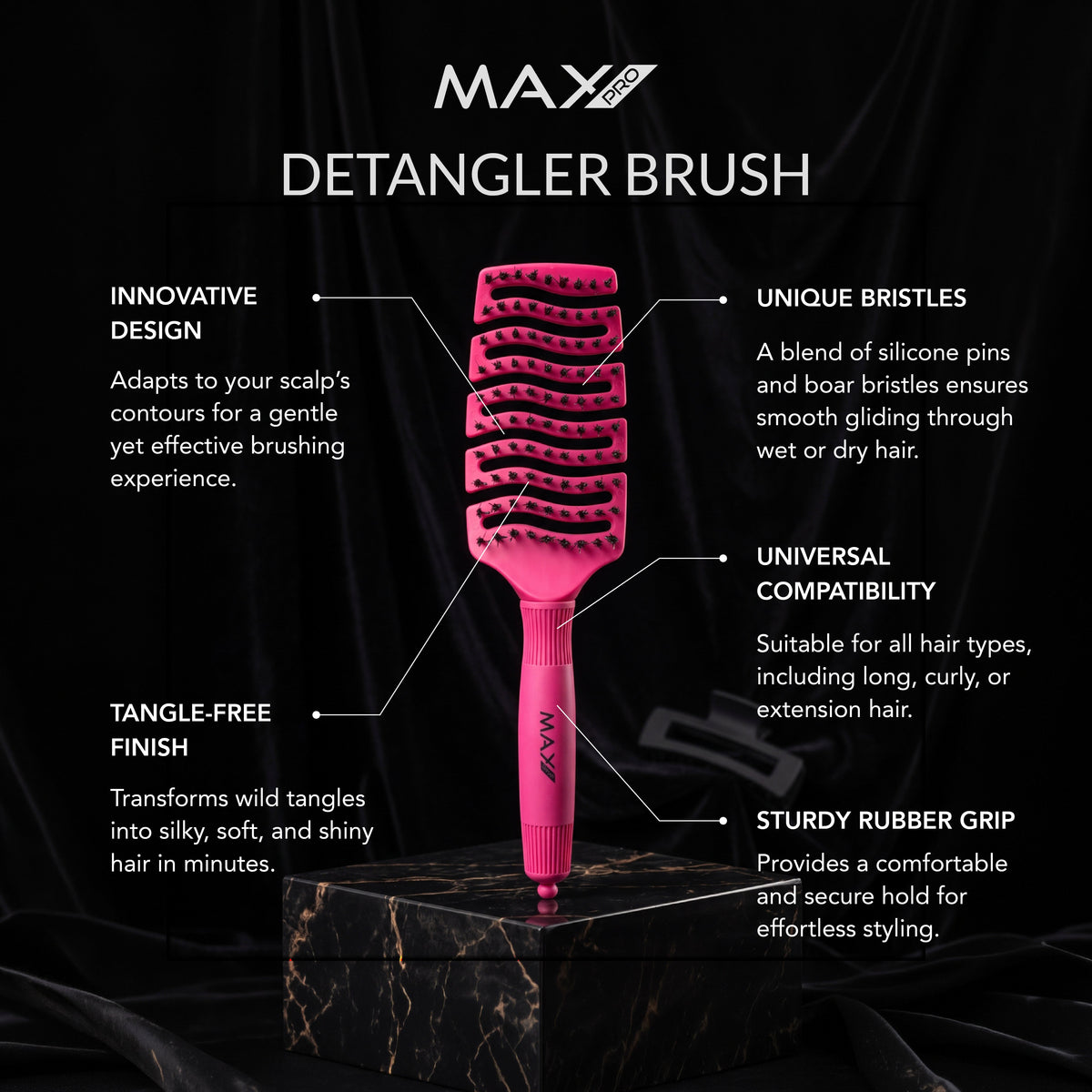 Max Pro Detangler Brush - Burgundy Beauty - Max Pro x MOHI