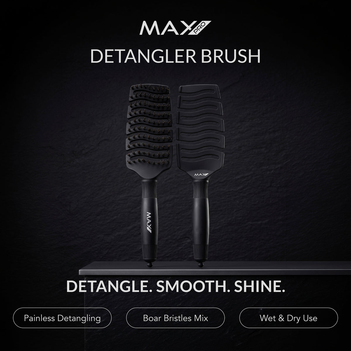 Max Pro Detangler Brush - Midnight Black - Max Pro x MOHI