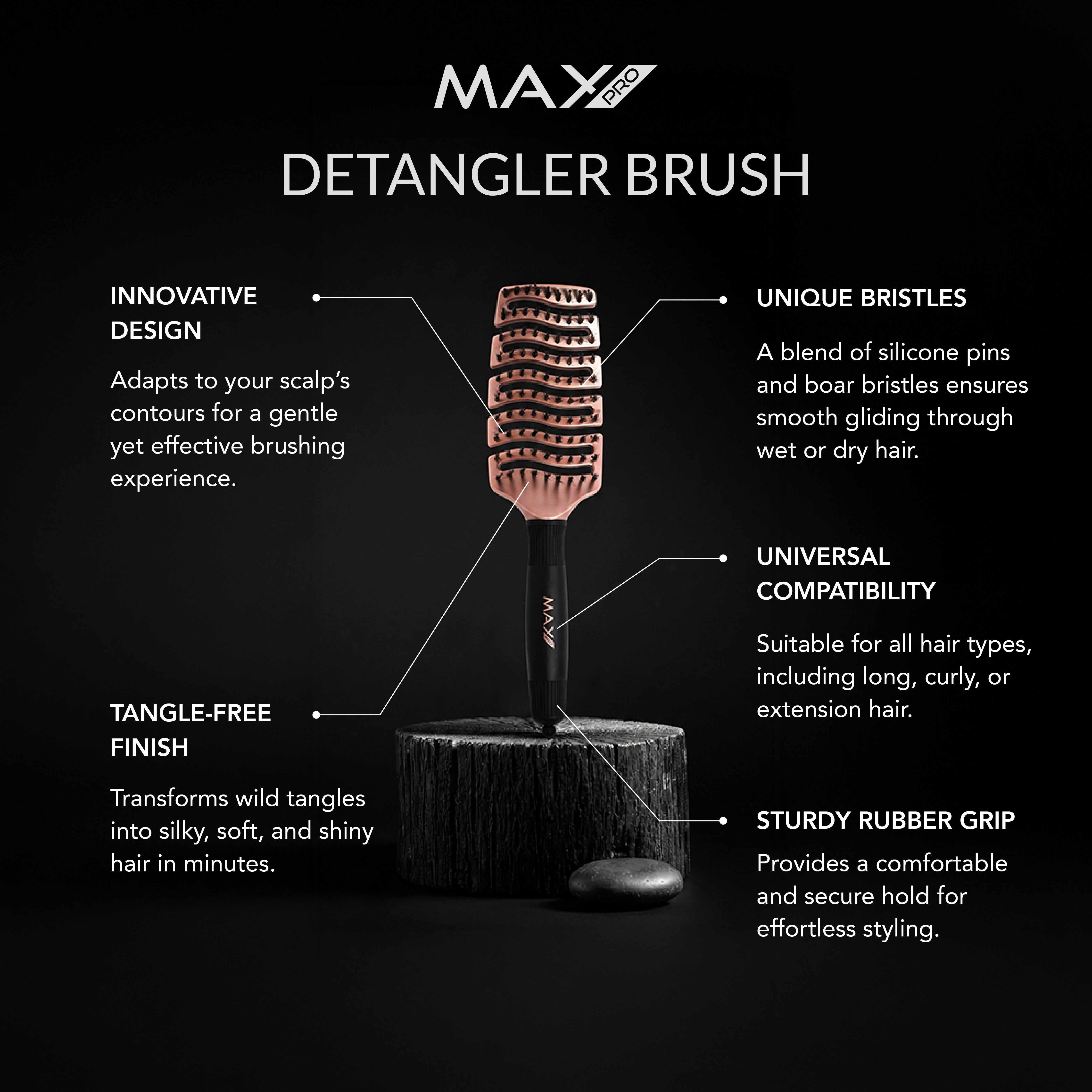 Max Pro Detangler Brush - Rosé Gold - Max Pro x MOHI