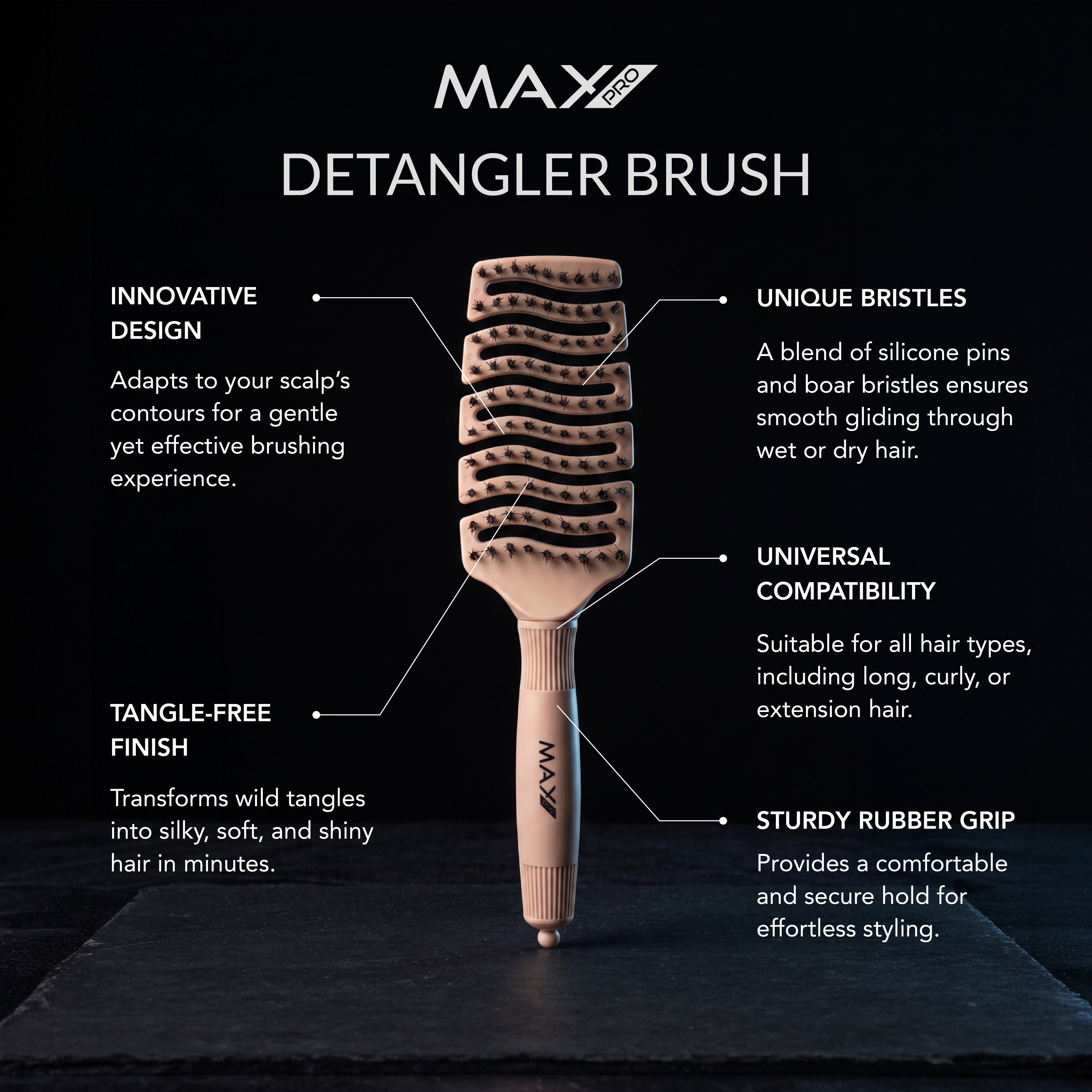 Max Pro Detangler Brush - Taupe Touch - Max Pro x MOHI