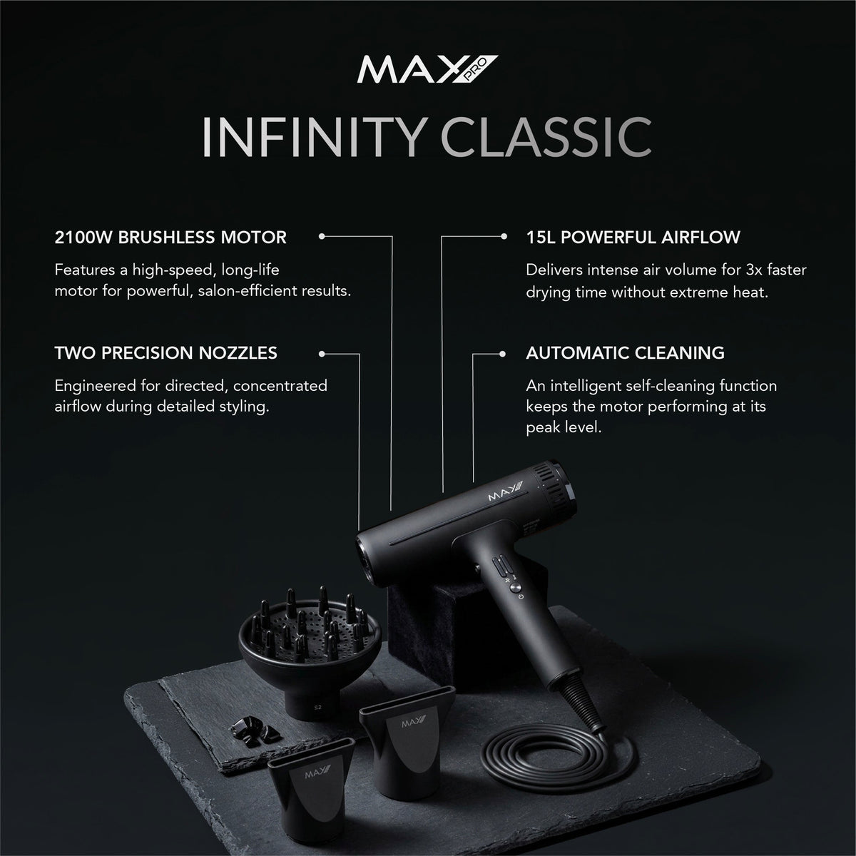 Max Pro Infinity Classic Hairdryer 2100W - Max Pro x MOHI
