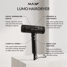 Max Pro LUMO Hairdryer - Black - Max Pro x MOHI