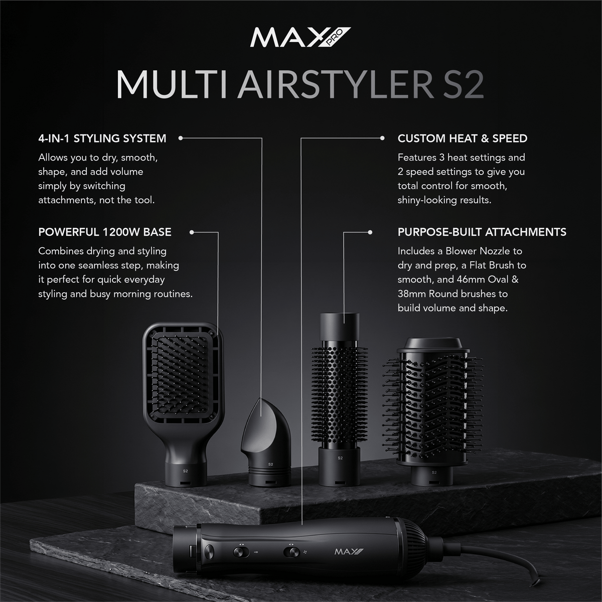 Max Pro Multi Airstyler S2 - 1200W - Max Pro x MOHI