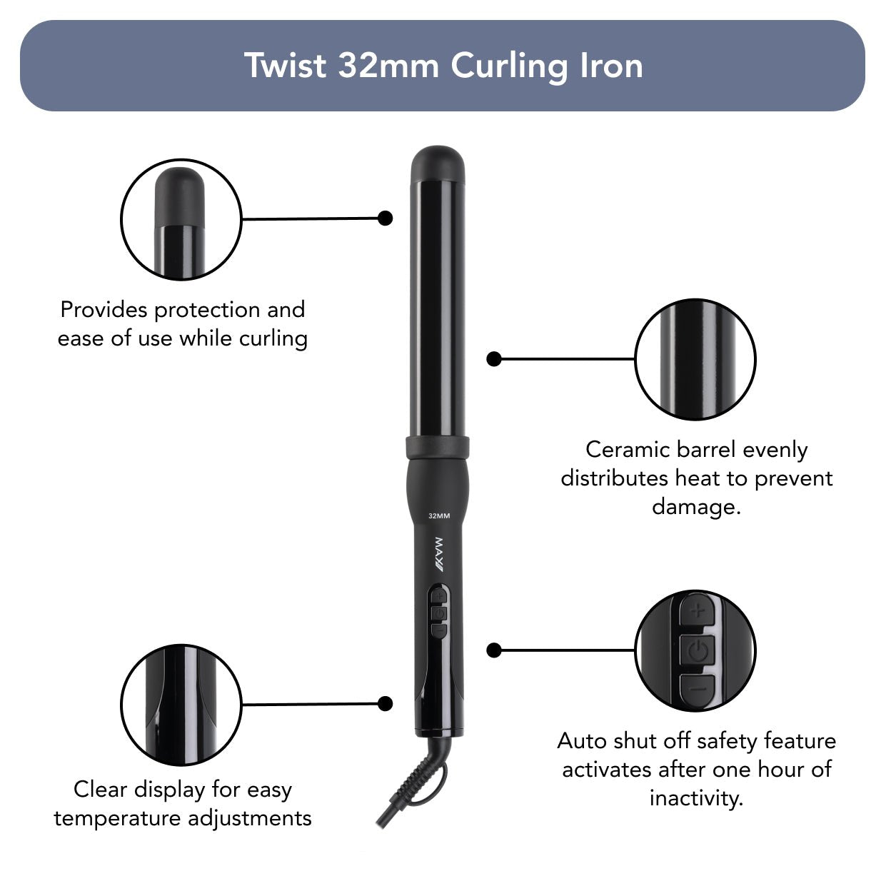 Max Pro Twist 9mm Curling Iron | Max Pro Hair