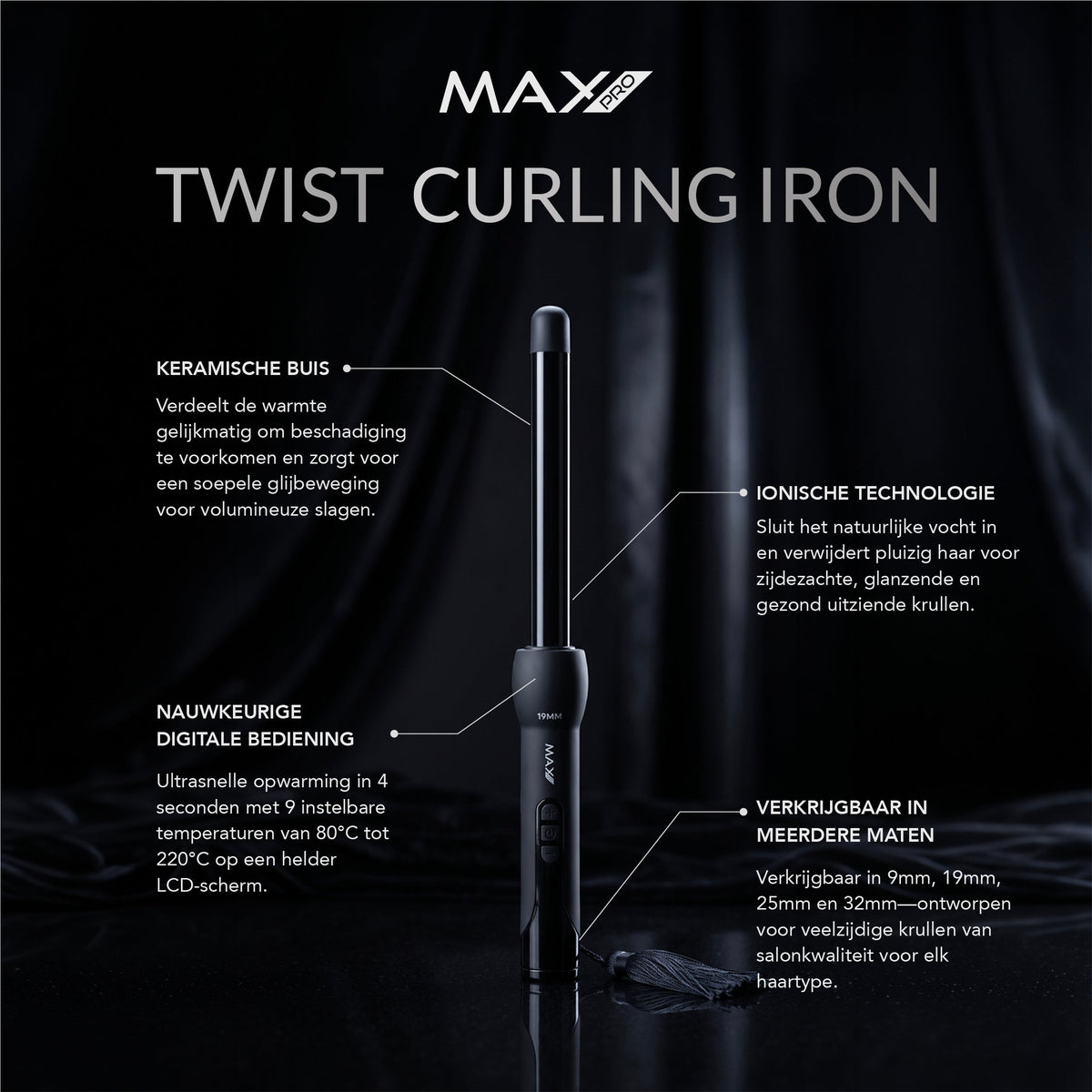 Max Pro Twist 9mm Curling Iron - Max Pro x MOHI