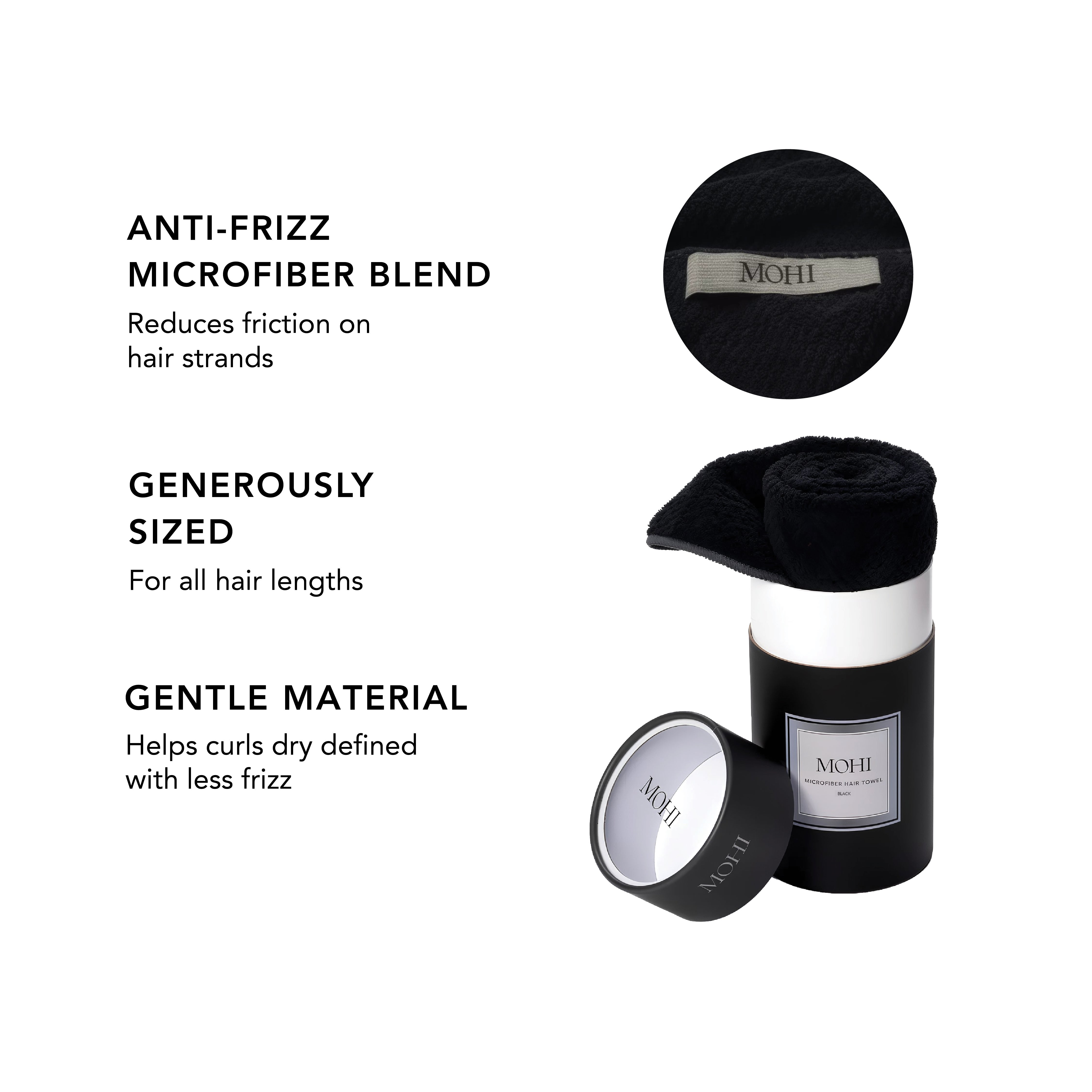 MOHI Microfiber Hair Towel Black - Max Pro x MOHI